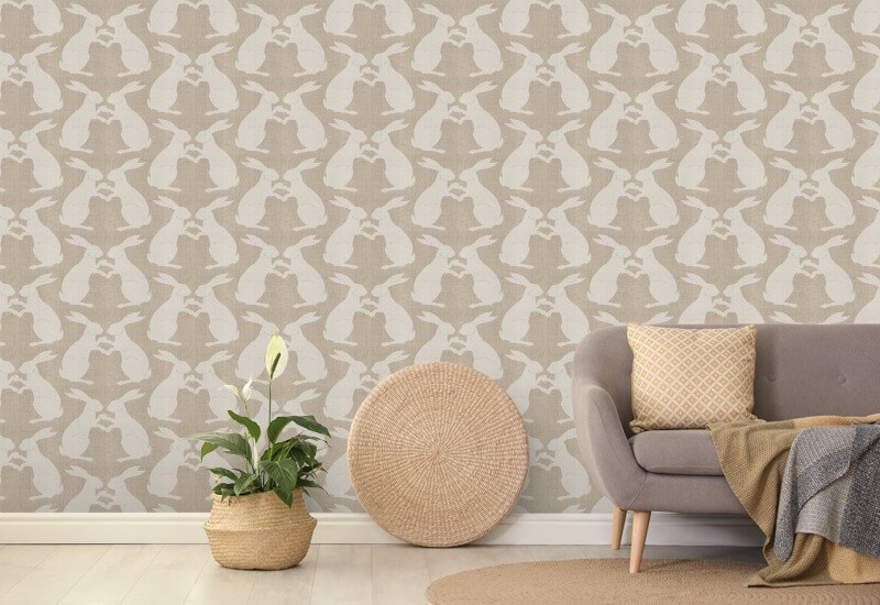 Paper Rabbits Raw Linen Wallpaper
