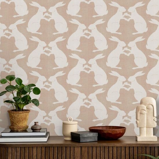 Paper Rabbits Sunlit Rose Wallpaper
