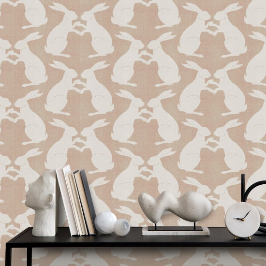 Paper Rabbits Sunlit Rose Wallpaper