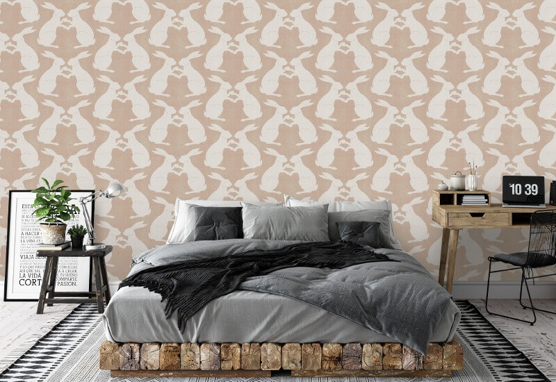 Paper Rabbits Sunlit Rose Wallpaper