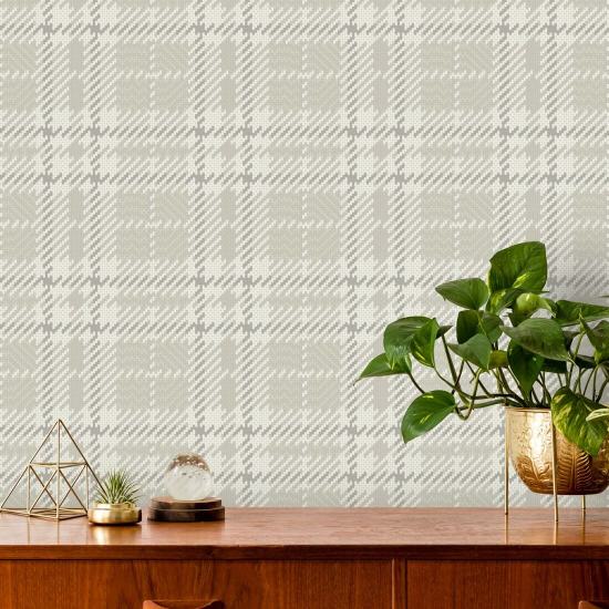 Clark Plaid Berteau Beige Wallpaper