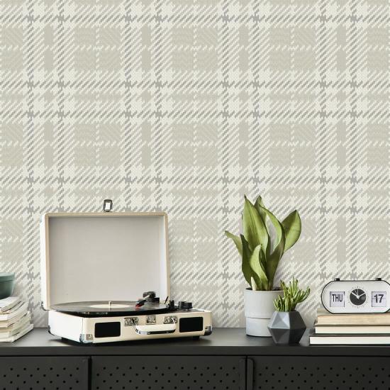 Plaid Clark Carta da parati Beige Berteau