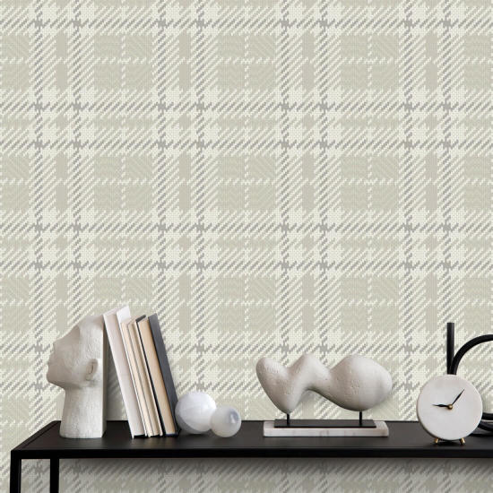 Clark Plaid Berteau Beige Wallpaper