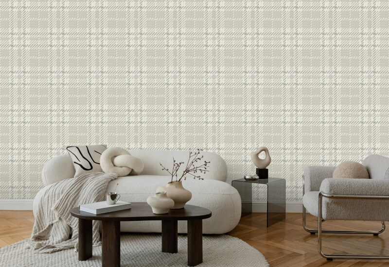 Clark Plaid Berteau Beige Wallpaper