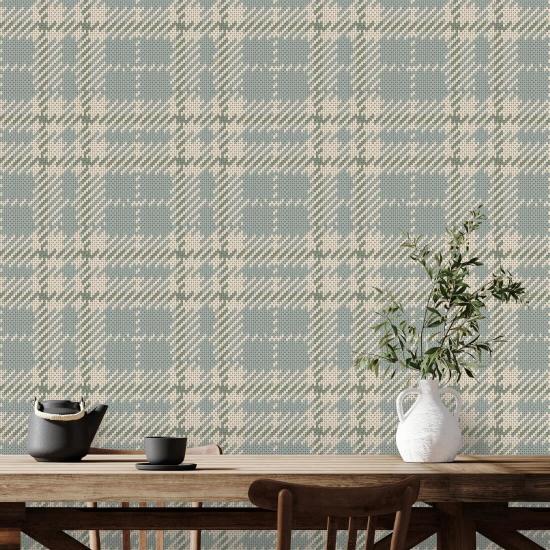 Clark Plaid Lake Shore Blue Wallpaper
