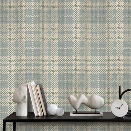 Clark Plaid Lake Shore Blue Wallpaper