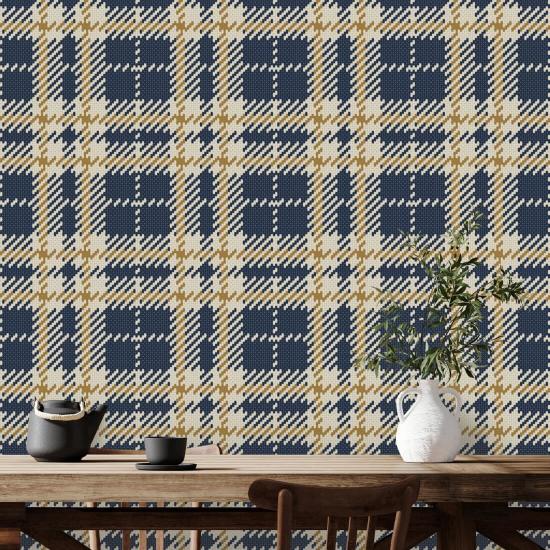 Clark Plaid Navy Gold Coast Wallpaper