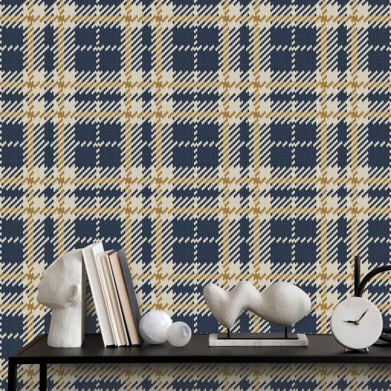 Plaid Clark Papier peint Navy Gold Coast