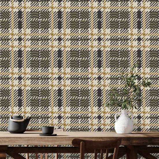 Clark plaid Groen behang met houten gazon