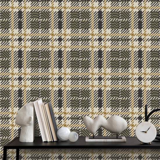 Clark Plaid Wood Lawn Green Wallpaper