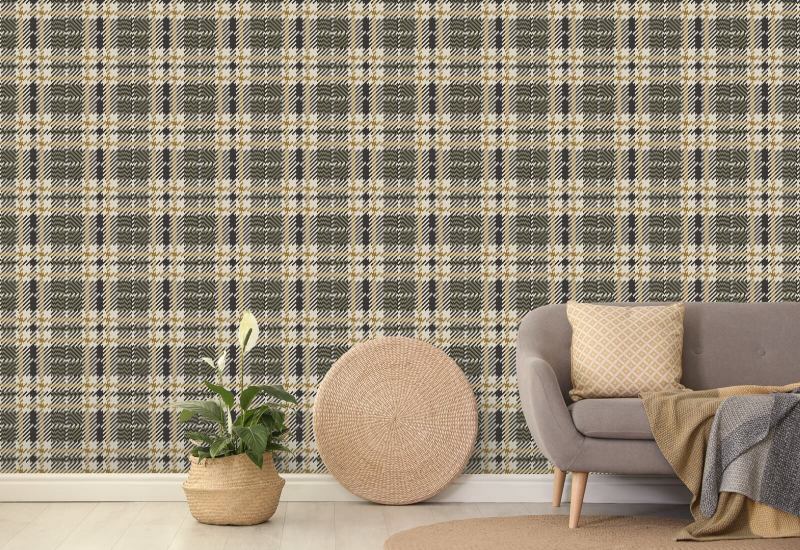 Clark Plaid Wood Lawn Green Wallpaper