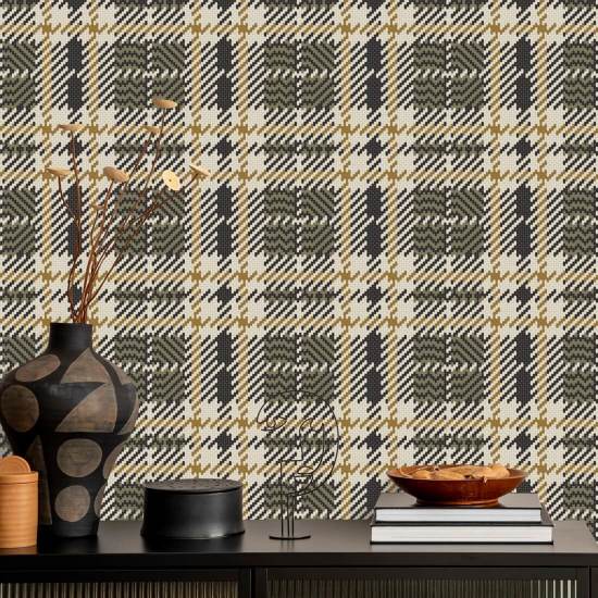 Plaid Clark Papier peint Wood Lawn Green