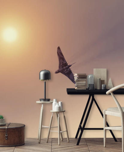 customizable aircraft wallpaper mural called Vulcan Bomber Towards the Sun