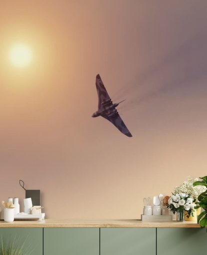 mural de papel pintado de aviones personalizable llamado Vulcan Bomber Towards the Sun