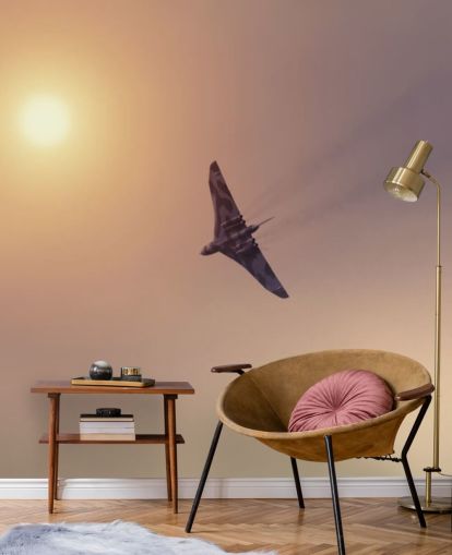 customizable aircraft wallpaper mural called Vulcan Bomber Towards the Sun
