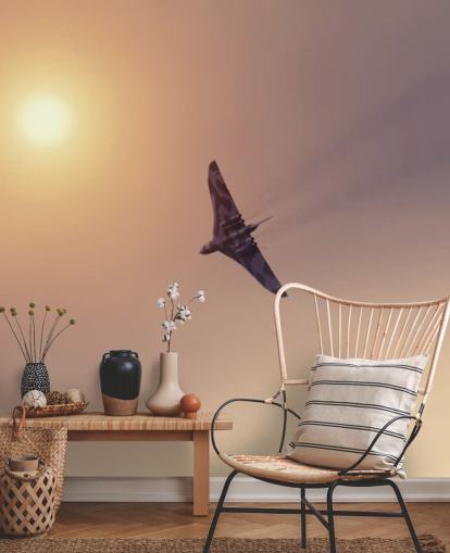 customizable aircraft wallpaper mural called Vulcan Bomber Towards the Sun