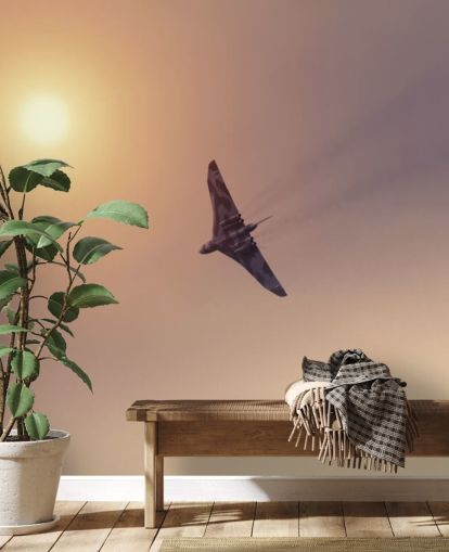 customizable aircraft wallpaper mural called Vulcan Bomber Towards the Sun