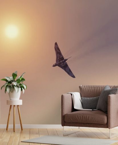 customizable aircraft wallpaper mural called Vulcan Bomber Towards the Sun