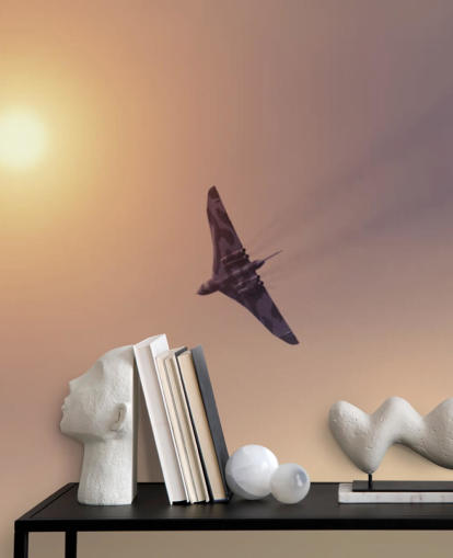 customizable aircraft wallpaper mural called Vulcan Bomber Towards the Sun