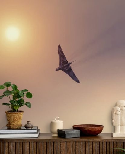 customizable aircraft wallpaper mural called Vulcan Bomber Towards the Sun