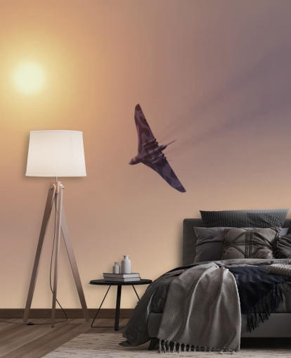 mural de papel de parede de avião personalizável chamado Vulcan Bomber Towards the Sun