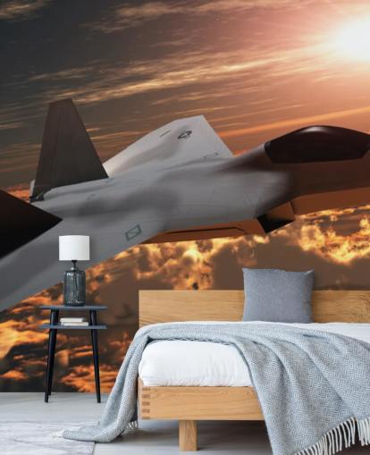 mural de papel pintado de aviones personalizable llamado F-22 Fighter Jet mural de papel pintado de aviones personalizable llamado F-22 Fighter Jet