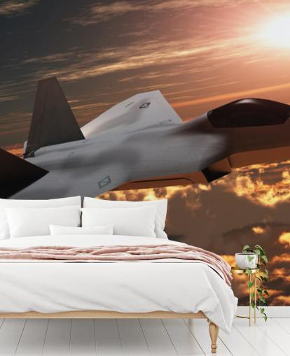 mural de papel pintado de aviones personalizable llamado F-22 Fighter Jet mural de papel pintado de aviones personalizable llamado F-22 Fighter Jet