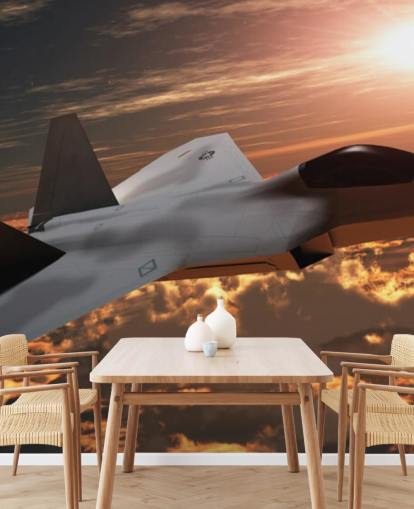 mural de papel pintado de aviones personalizable llamado F-22 Fighter Jet