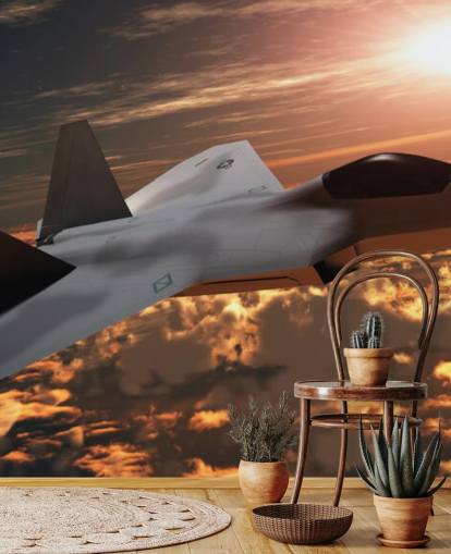 mural de papel pintado de aviones personalizable llamado F-22 Fighter Jet