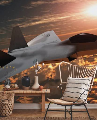 mural de papel de parede de avião personalizável chamado F-22 Fighter Jet mural de papel de parede de avião personalizável chamado F-22 Fighter Jet