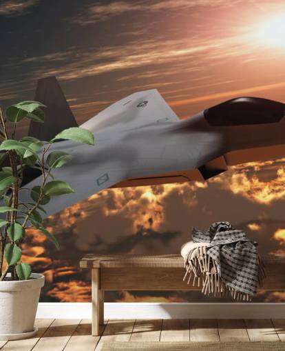mural de papel pintado de aviones personalizable llamado F-22 Fighter Jet