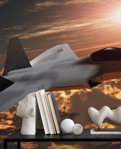 mural de papel pintado de aviones personalizable llamado F-22 Fighter Jet