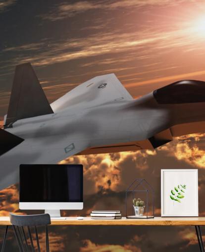 anpassningsbar flygplansväggmålning kallad F-22 Fighter Jet