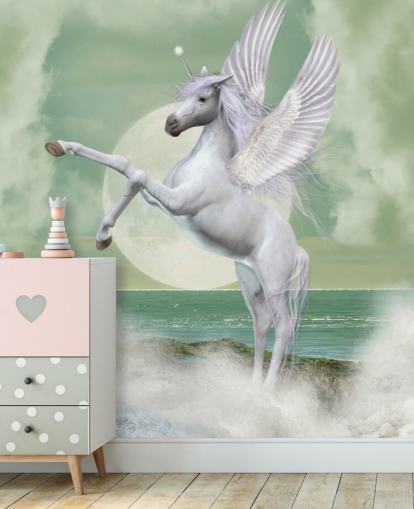 White Unicorn Bucking Wallpaper
