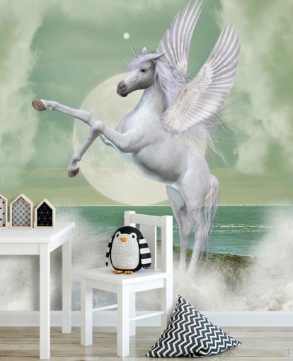 White Unicorn Bucking Wallpaper