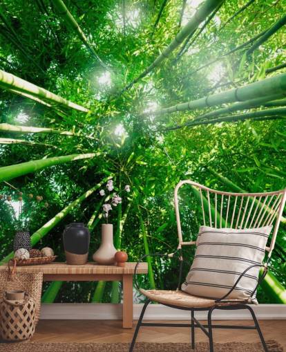 Bambu jättar Bakgrund väggmålning Bambu jättar Bakgrund väggmålning