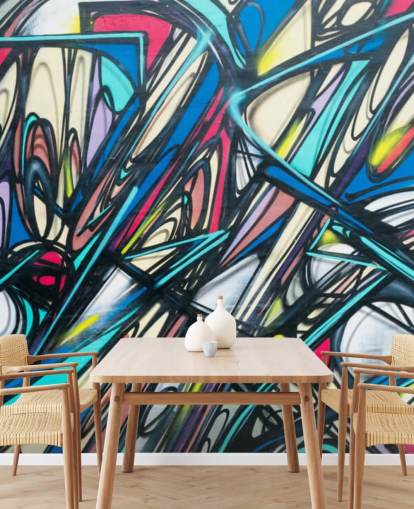 Jagged and Colourful Graffiit Wallpaper