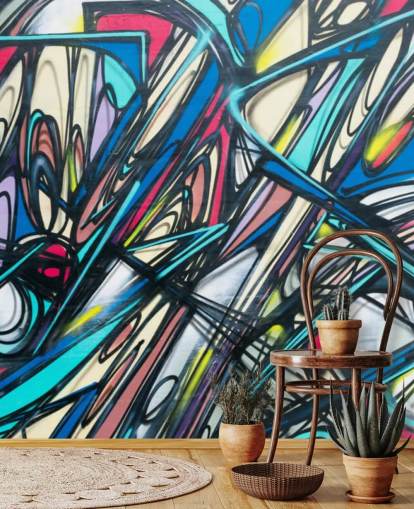 Papel pintado de graffiti irregular y colorido