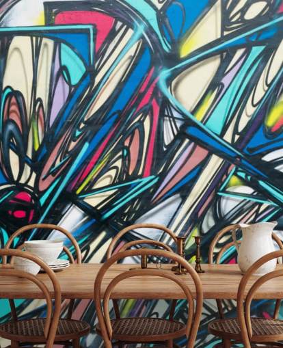 Jagged and Colourful Graffiit Wallpaper