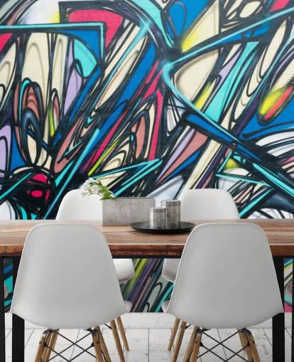 Jagged and Colourful Graffiit Wallpaper