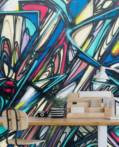 Jagged and Colourful Graffiit Wallpaper