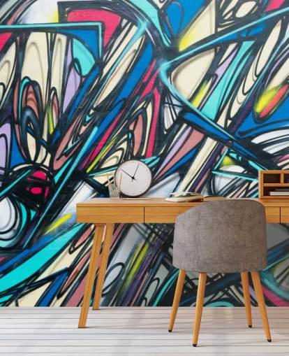 Jagged and Colourful Graffiit Wallpaper