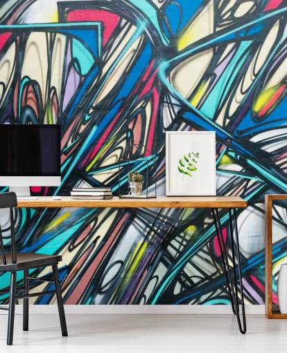 Jagged and Colourful Graffiit Wallpaper