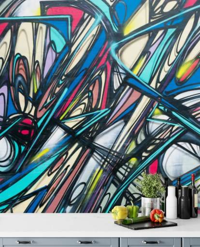 Gezackte und farbenfrohe Graffiti-Tapete