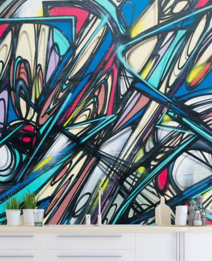 Jagged and Colourful Graffiit Wallpaper