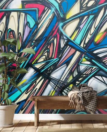 Carta da parati con graffiti seghettati e colorati