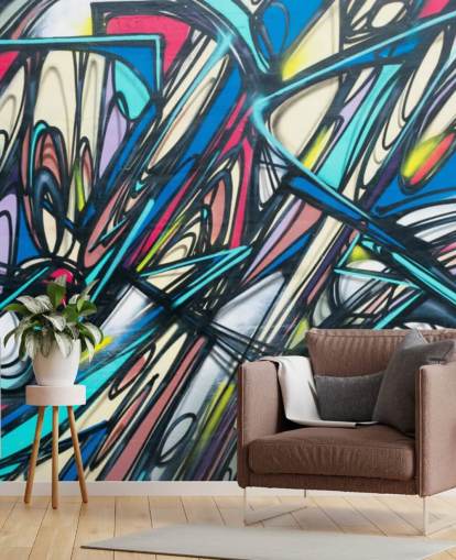 Jagged and Colourful Graffiit Wallpaper