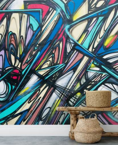 Jagged and Colourful Graffiit Wallpaper