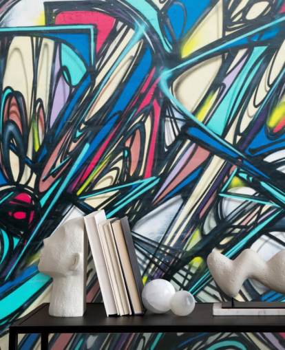 Jagged and Colourful Graffiit Wallpaper