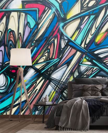 Carta da parati con graffiti seghettati e colorati Carta da parati con graffiti seghettati e colorati